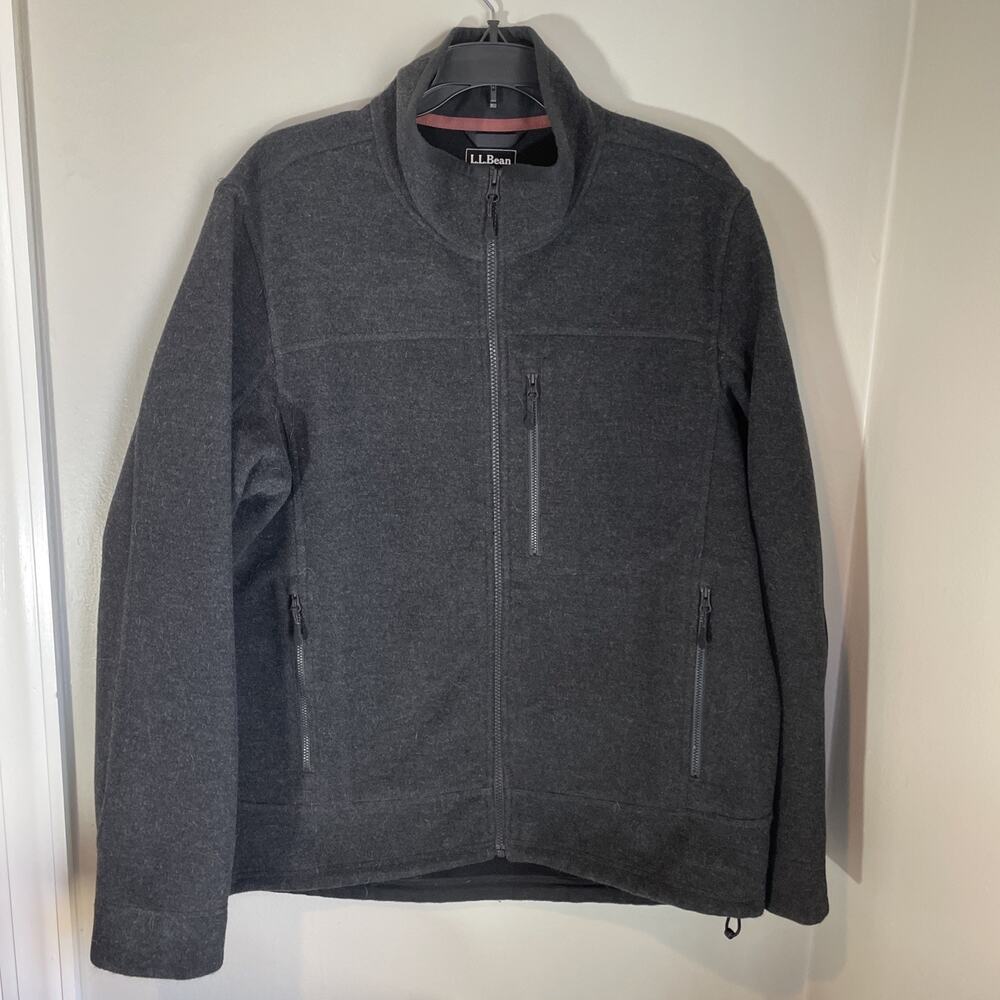 Vintage LL Bean Mens M Zip Jacket Wool Fleece lined Dark Gray